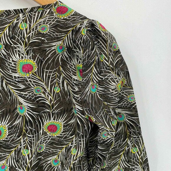 Liberty of London for Target Popover Blouse Women XS Peacock Feather Peplum Hem - Picture 4 of 8